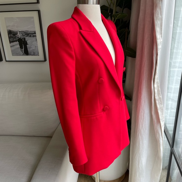Zara Vibrant Red Double-Breasted Blazer - Picture 2 of 3